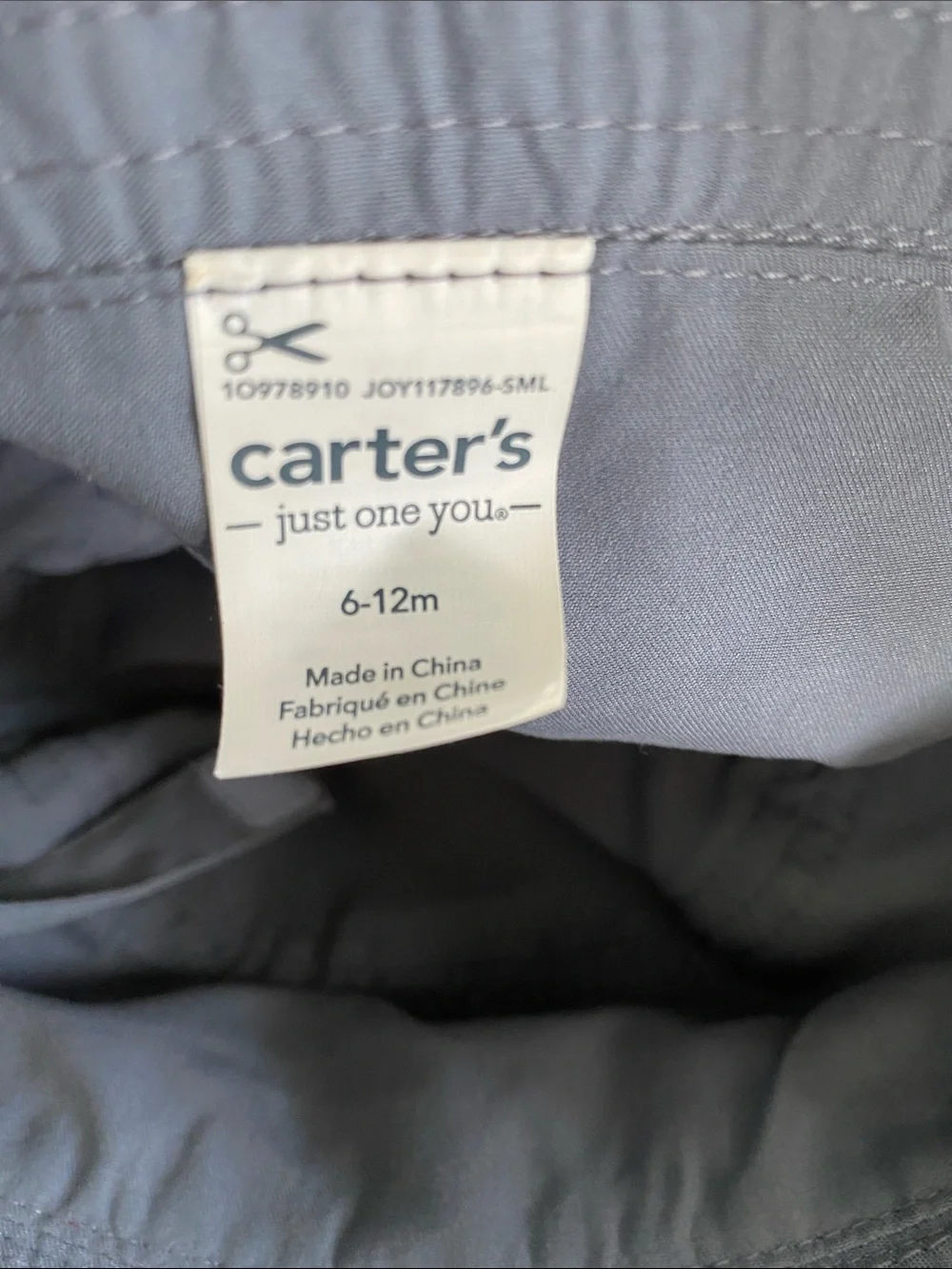Carter’s 6-12m Kids Shark Bucket Hat in Gray with Peach Accent